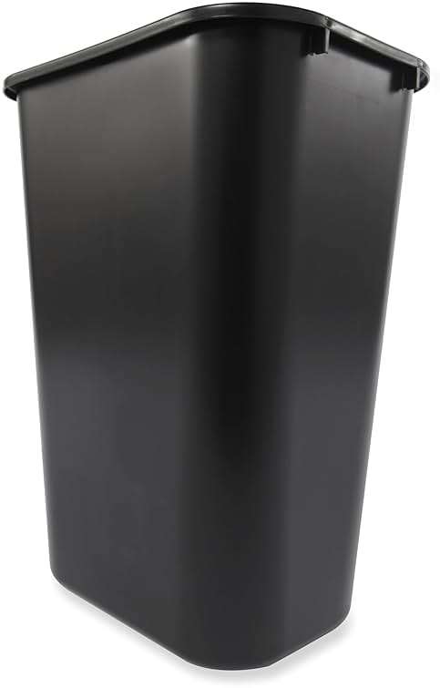 Rubbermaid Commercial Wastebasket Trash Container, 41QT/10.25 GAL, Plastic, Black, Stackable Trash Can for Bedroom/Bathroom/Office, Fits Under Desk/Sink/Cabinet - Image 2