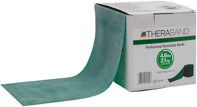 THERABAND Resistance Band, Green, Heavy, 50-Yard Roll, Latex, Elastic Band for Exercise, Physical Therapy, Yoga, Pilates, Stretching, Home Workouts, Cut-to-Length, Color-Coded Levels - Product Image
