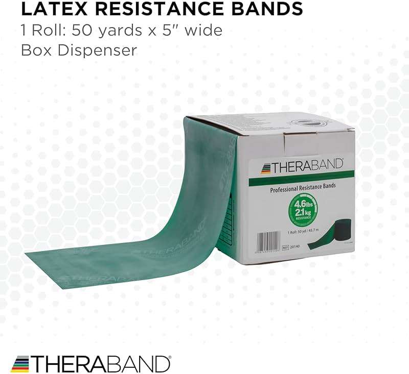 THERABAND Resistance Band, Green, Heavy, 50-Yard Roll, Latex, Elastic Band for Exercise, Physical Therapy, Yoga, Pilates, Stretching, Home Workouts, Cut-to-Length, Color-Coded Levels - Image 2