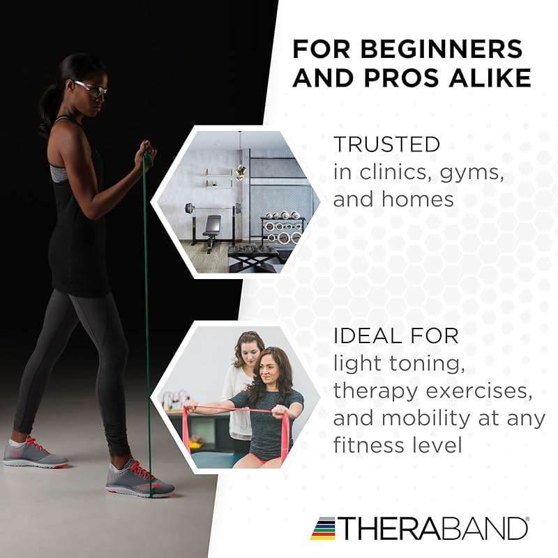 THERABAND Resistance Band, Green, Heavy, 50-Yard Roll, Latex, Elastic Band for Exercise, Physical Therapy, Yoga, Pilates, Stretching, Home Workouts, Cut-to-Length, Color-Coded Levels - Image 6