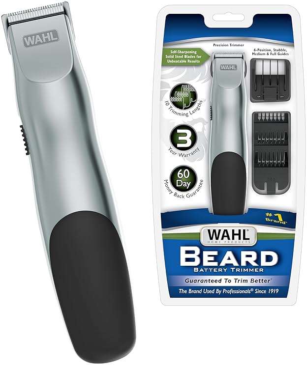 Wahl Groomsman Battery Operated Facial Hair Trimmer for Beard & Mustache Trimming Including Light Detailing and Body Grooming – Model 9906-717V - Image 1