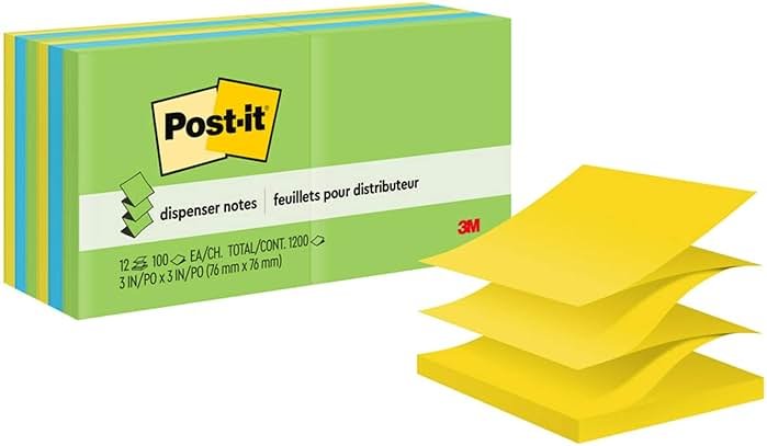 Post-it Pop-up Notes, 12 Sticky Note Pads, 3 x 3 in., School Supplies, Office Products, Accordion Sticky Notes Work with Pop-Up Note Dispenser, Floral Fantasy Collection - Product Image