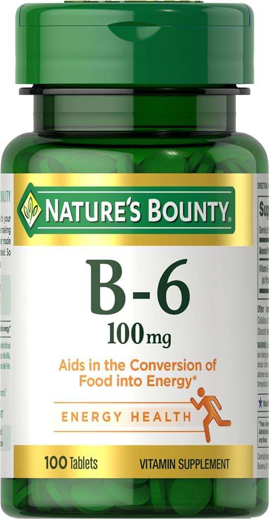 Nature's Bounty Vitamin B6 100mg Tablets - Supports Energy Metabolism & Nervous System Health, 100 Ct - Image 1