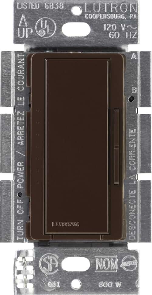 Lutron Maestro Dimmer Switch for Incandescent and Halogen, 1000-Watt, Single-Pole/Multi-Location, MA-1000-BR, Brown - Product Image