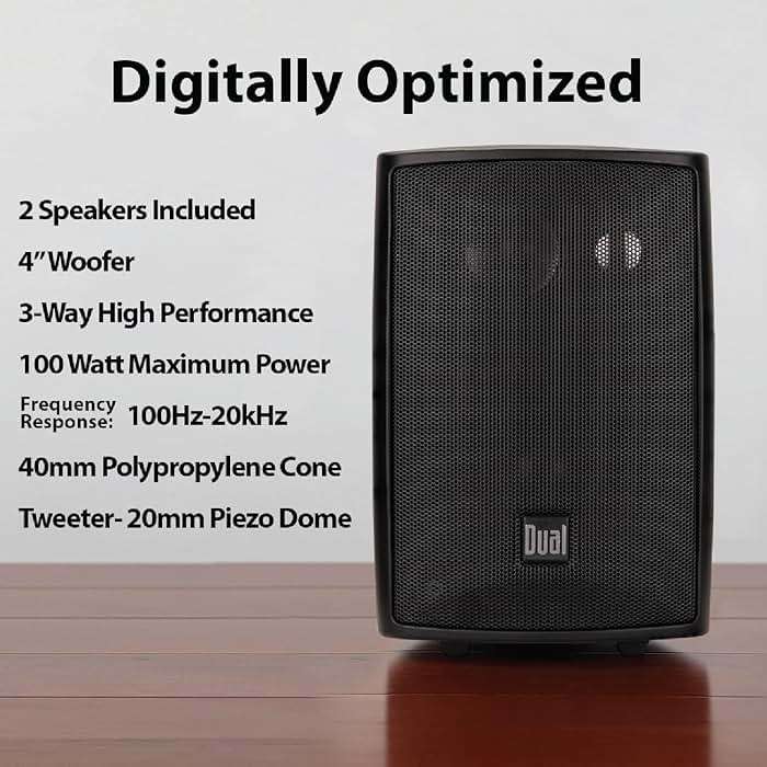 Dual Electronics LU43PB 4" 3-Way High Performance Outdoor Indoor Wired Speakers | Effortless Set Up | Home, Pool, Patio, Garage Use | Weather & UV Resistant | Expansive Stereo Sound Coverage | Black - Image 3