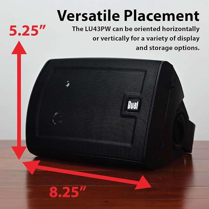 Dual Electronics LU43PB 4" 3-Way High Performance Outdoor Indoor Wired Speakers | Effortless Set Up | Home, Pool, Patio, Garage Use | Weather & UV Resistant | Expansive Stereo Sound Coverage | Black - Image 4
