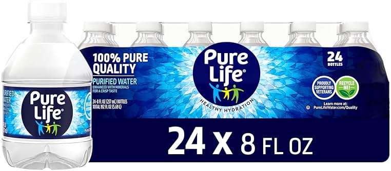 Pure Life Purified Water Bottles, 24 Pack - Still Bottled Water Enhanced with Minerals for a Crisp Taste, Plastic Bottles - 8 Fl Oz - Image 1