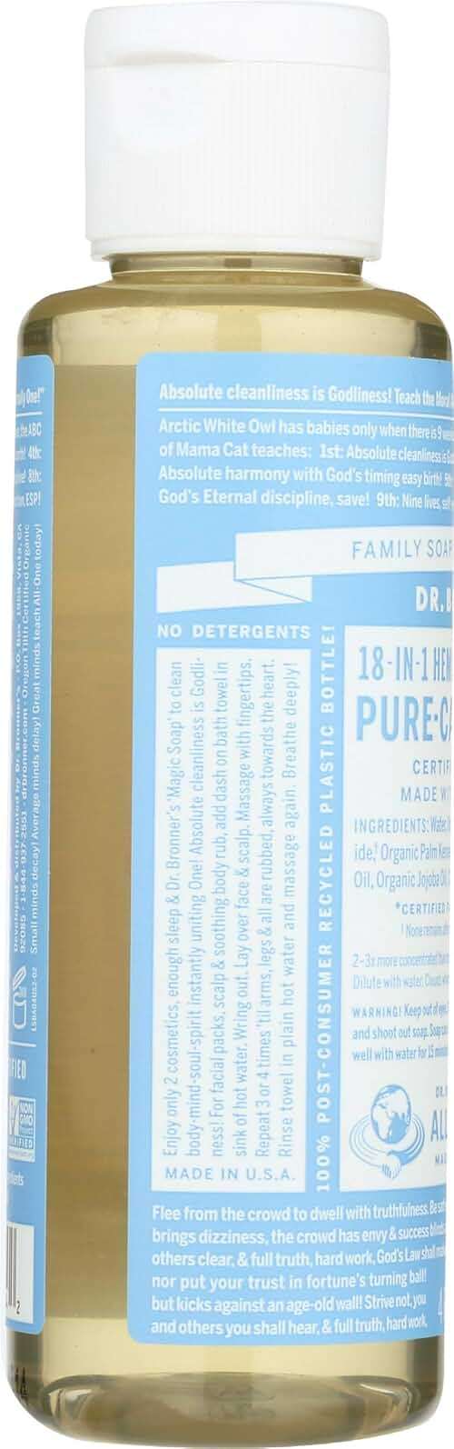 Dr. Bronners Baby Fragrance Free Castille Liquid Soap, 4 FZ - Image 5