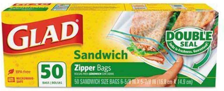 Glad Glad Zipper Bags, Sandwich bags, clear, Unscented, 50.0 Count - Image 2