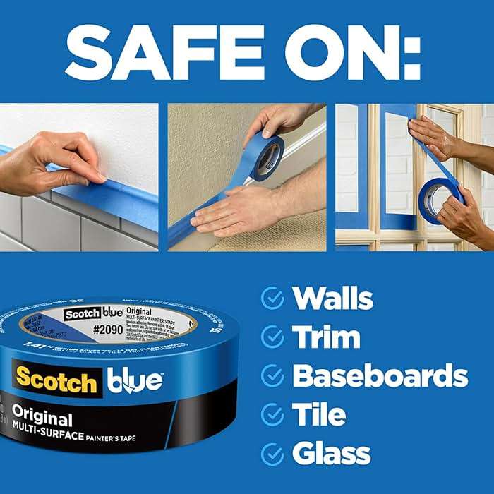 ScotchBlue Original Multi-Surface Painters Tape, 2 Inch Wide (1.88 In. x 60 Yds), 6 Rolls Blue Paint Tape Protects Surfaces & Removes Easily, Masking Tape for Indoor and Outdoor Use (2090-48TP6) - Image 2