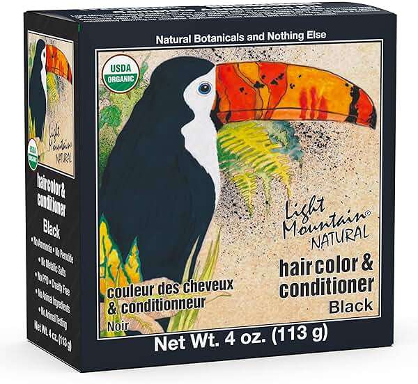 Light Mountain Henna Hair Color & Conditioner – Black Hair Dye, Organic Henna Leaf Powder and Botanicals, Chemical-Free, Semi-Permanent Hair Color + 4 Hair Clips - Image 2