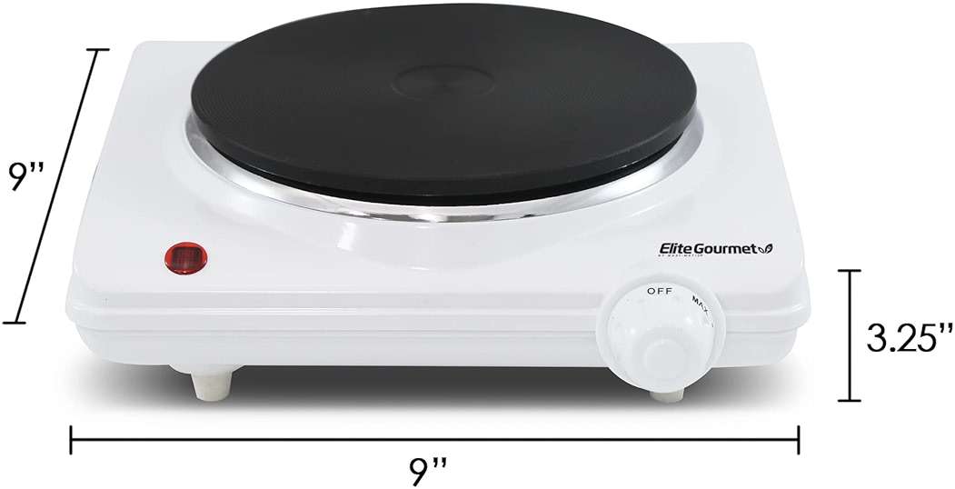 Elite Gourmet ESB-301F Countertop Single Cast Iron Burner, 1000 Watts Electric Hot Plate, Temperature Controls, Power Indicator Lights, Easy to Clean, White - Image 3
