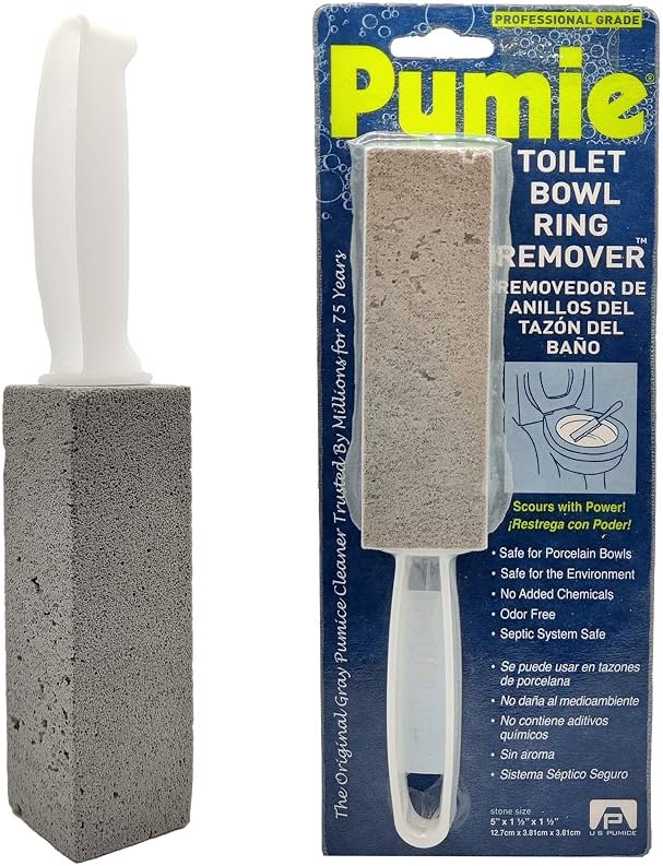 PUMIE Pumice Stone Toilet Bowl Cleaner (1-Pack) - Heavy Duty Scouring Stick for Toilet - Pumice Stone for Cleaning Rings, Bowls, Hard Water Stains, Lime, Rust, Sink - Includes Handle for Easy Use - Product Image