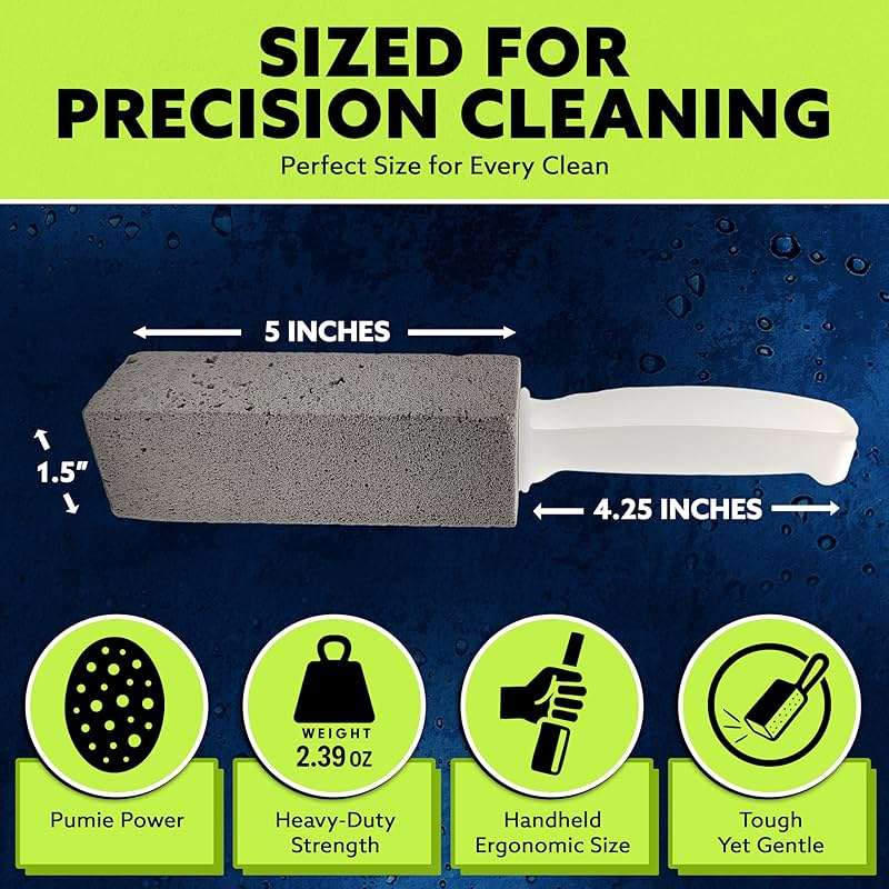 PUMIE Pumice Stone Toilet Bowl Cleaner (1-Pack) - Heavy Duty Scouring Stick for Toilet - Pumice Stone for Cleaning Rings, Bowls, Hard Water Stains, Lime, Rust, Sink - Includes Handle for Easy Use - Image 2