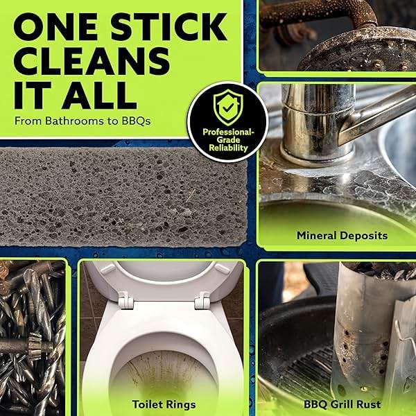 PUMIE Pumice Stone Toilet Bowl Cleaner (1-Pack) - Heavy Duty Scouring Stick for Toilet - Pumice Stone for Cleaning Rings, Bowls, Hard Water Stains, Lime, Rust, Sink - Includes Handle for Easy Use - Image 4