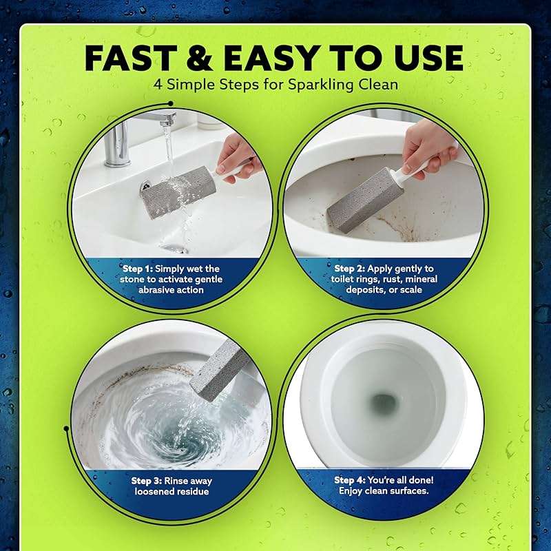 PUMIE Pumice Stone Toilet Bowl Cleaner (1-Pack) - Heavy Duty Scouring Stick for Toilet - Pumice Stone for Cleaning Rings, Bowls, Hard Water Stains, Lime, Rust, Sink - Includes Handle for Easy Use - Image 6