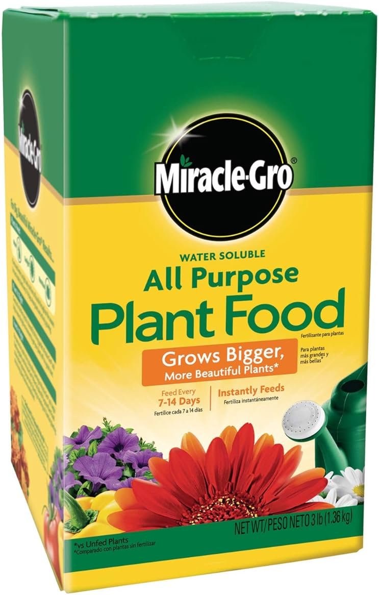 Miracle-Gro Water Soluble All Purpose Plant Food - Fertilizer For All Indoor or Outdoor Plants including Roses, Flowers, Vegetables, Houseplants, Trees, and Shrubs, 3 lbs. - Product Image