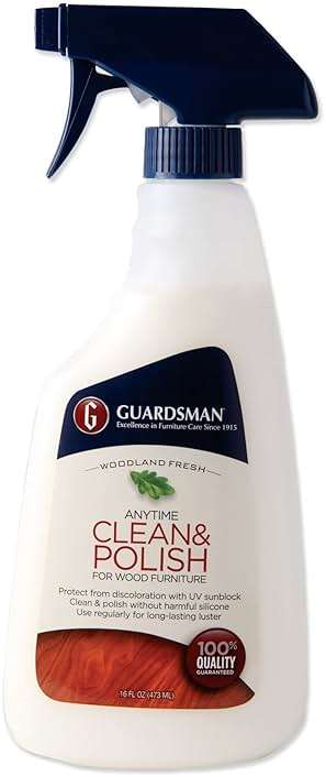 Guardsman Anytime Clean & Polish Wood Cleaner & Furniture Polish for Cabinets, Tables, and Other Wood Surfaces, Spray Bottle, Woodland Fresh, 16 Fluid Ounces - Image 1