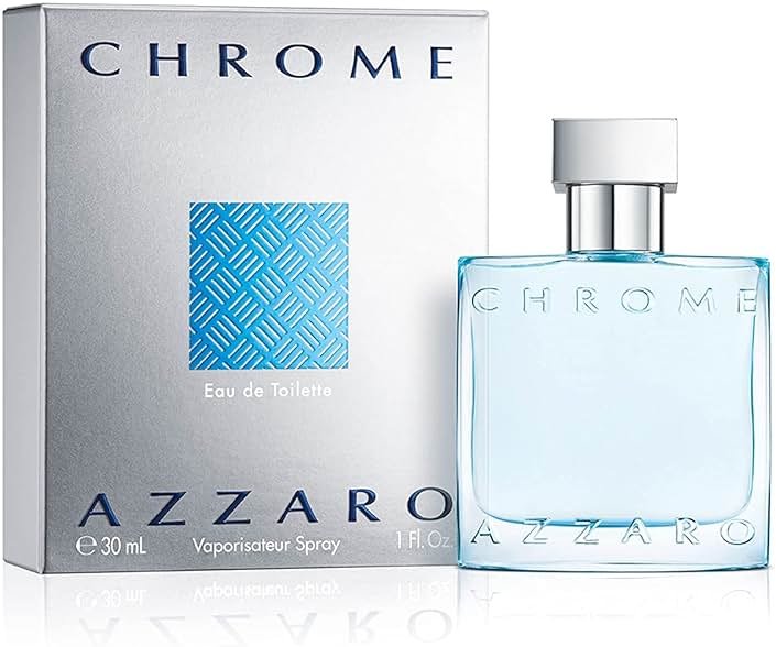 Azzaro Chrome Eau de Toilette - Fresh Aquatic Mens Cologne - Citrus, Woody, Musky Fragrance -Fresh Notes of Bergamot - Everyday Wear - Classic Summer Beach Scent - Luxury Perfumes for Men - Product Image