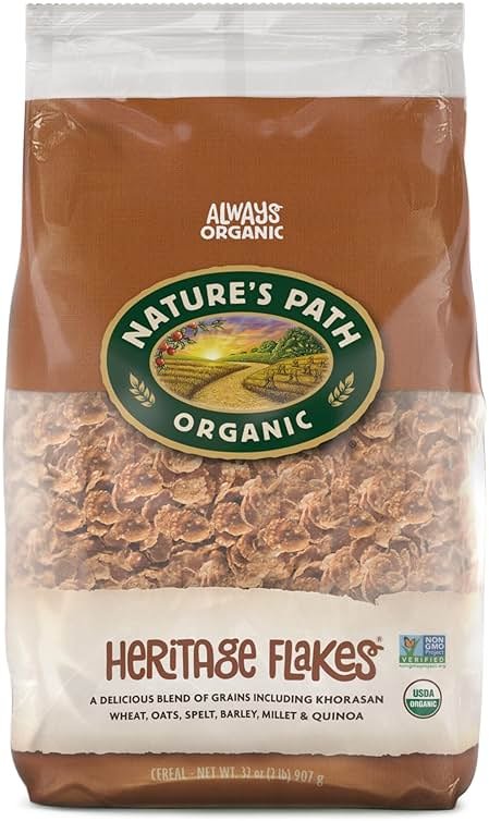 Nature's Path Organic Heritage Flakes® Cereal, 32 oz (Pack of 6), Ancient Grains, 23g Whole Grains, Non-GMO, Earth Friendly Packaging - Product Image