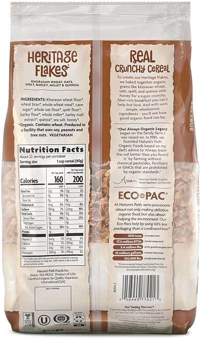 Nature's Path Organic Heritage Flakes® Cereal, 32 oz (Pack of 6), Ancient Grains, 23g Whole Grains, Non-GMO, Earth Friendly Packaging - Image 3