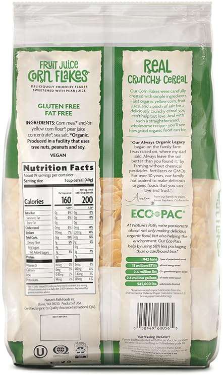 Nature's Path Organic Fruit Juice Sweetened Corn Flakes Cereal, 26.4 oz (Pack of 6), Gluten Free, Non-GMO, Earth Friendly Packaging - Image 4