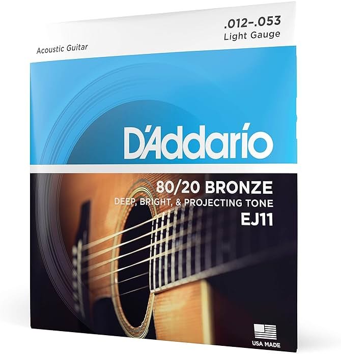 D'Addario Acoustic Guitar Strings, 80/20 Bronze, EJ11, Light Gauge 12-53, 6-String Set, Pack of 1 - Product Image