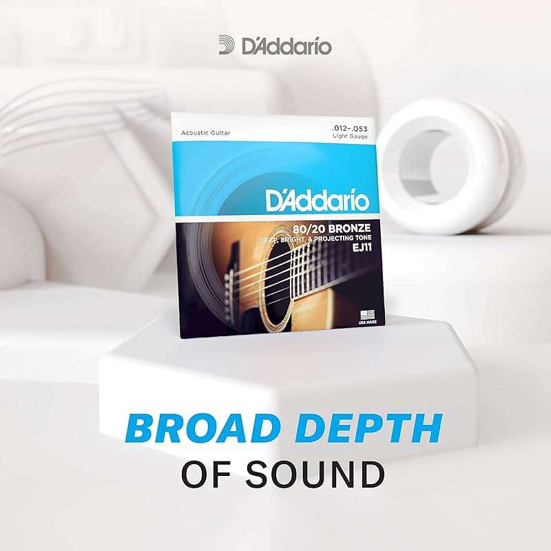 D'Addario Acoustic Guitar Strings, 80/20 Bronze, EJ11, Light Gauge 12-53, 6-String Set, Pack of 1 - Image 3