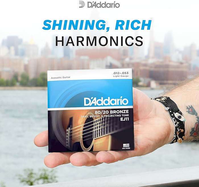 D'Addario Acoustic Guitar Strings, 80/20 Bronze, EJ11, Light Gauge 12-53, 6-String Set, Pack of 1 - Image 4