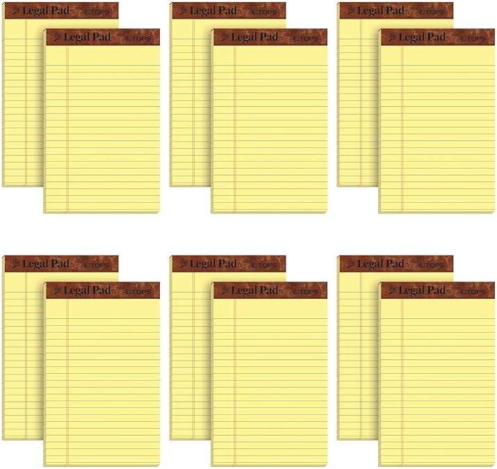 TOPS 5 x 8 Legal Pads, 12 Pack, The Legal Pad Brand, Narrow Ruled, Yellow Paper, 50 Sheets Per Writing Pad, Made in the USA (7501) - Image 1