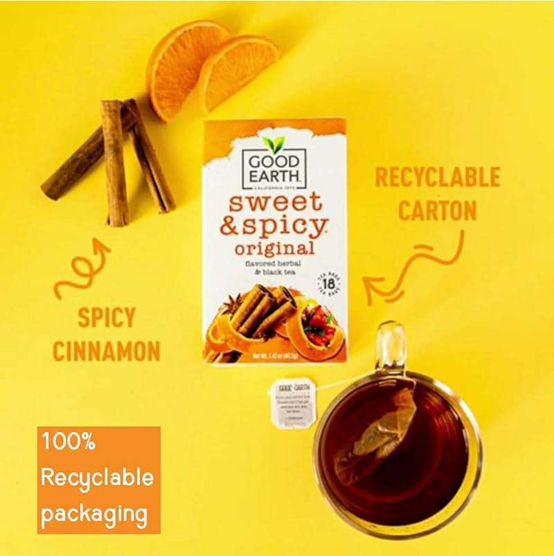 Good Earth Herbal & Black Tea, Sweet & Spicy, 18 Count Tea Bags (Pack of 6) (Packaging May Vary) - Image 7