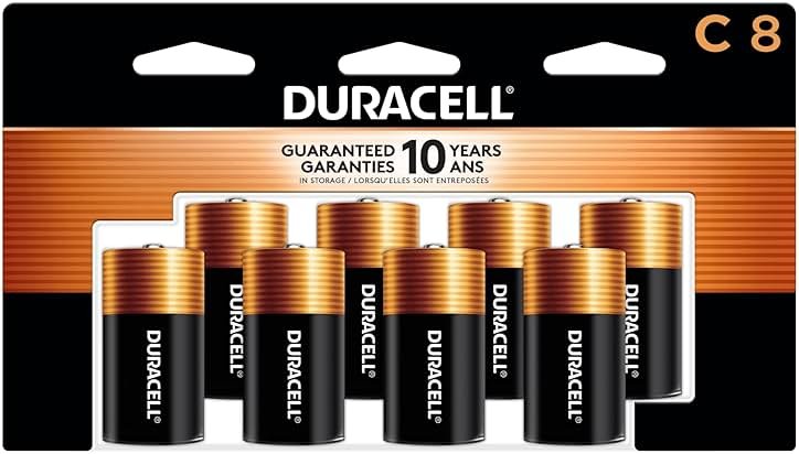 Duracell Coppertop C Batteries, 8 Count Pack, C Battery with Long-lasting Power, All-Purpose Alkaline C Battery for Household and Office Devices - Product Image