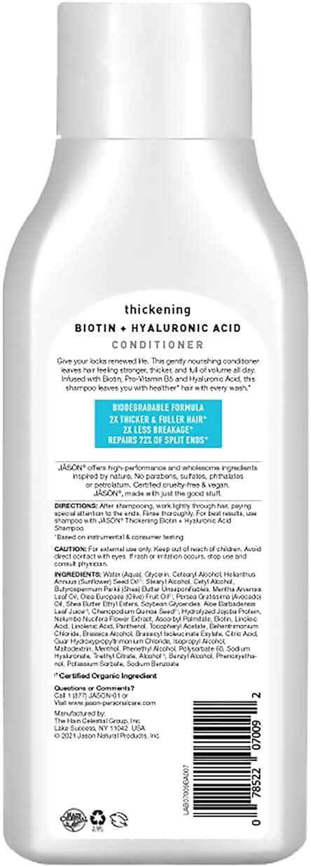 Jason Conditioner, Thicken & Restore Biotin and Hyaluronic Acid, 16 Oz - Image 2