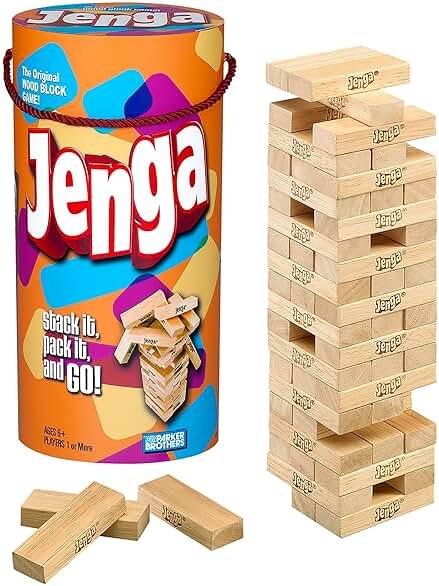 Hasbro Gaming Jenga Wooden Blocks Stacking Tumbling Tower Game | Party Games for Kids & Families | Stocking Stuffers | Ages 6+ (Amazon Exclusive) - Product Image