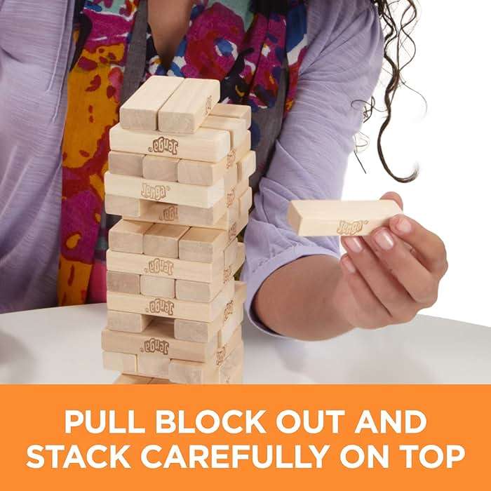 Hasbro Gaming Jenga Wooden Blocks Stacking Tumbling Tower Game | Party Games for Kids & Families | Stocking Stuffers | Ages 6+ (Amazon Exclusive) - Image 5