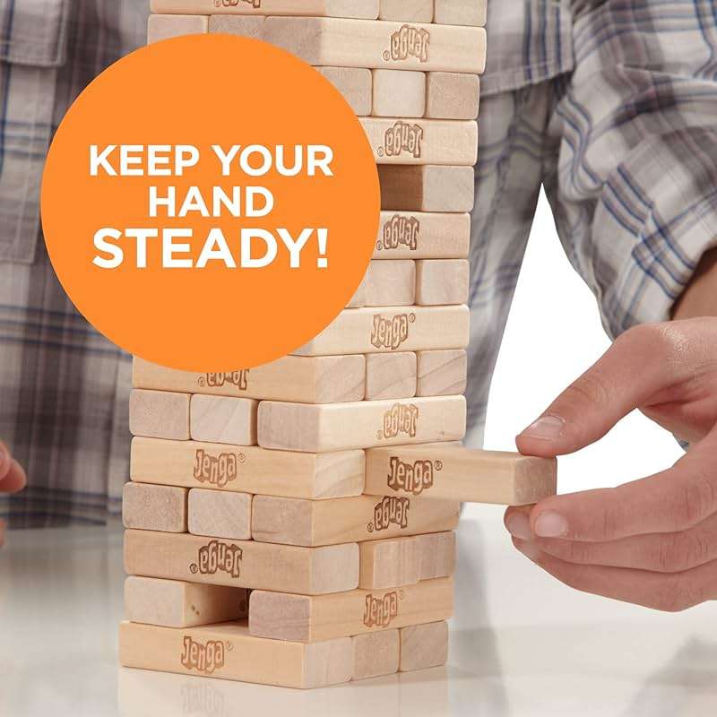 Hasbro Gaming Jenga Wooden Blocks Stacking Tumbling Tower Game | Party Games for Kids & Families | Stocking Stuffers | Ages 6+ (Amazon Exclusive) - Image 6
