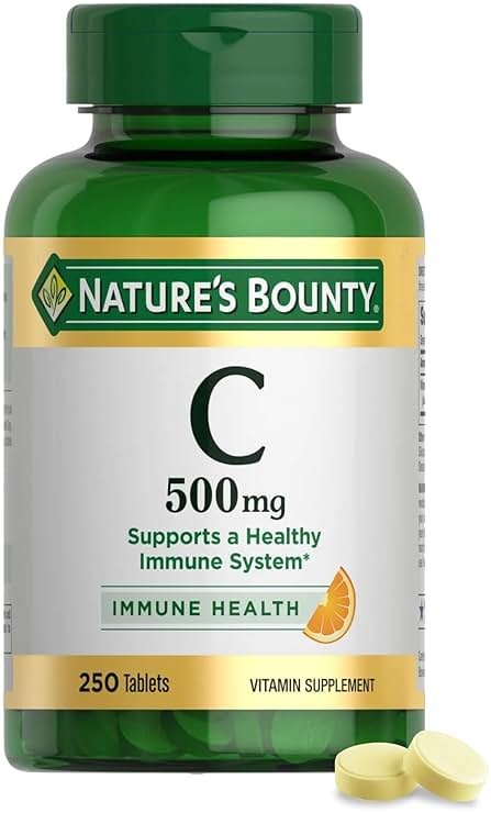 Nature's Bounty Vitamin C 500mg, Supports a Healthy Immune System, Daily Vitamin Supplement, 250 Vegetarian Tablets - Product Image