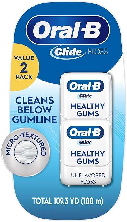 Oral-B Glide Healthy Gums Unflavored Dental Floss, Smooth, Strong, Shred Resistant, Value 2 Pack (50m Each) - Image 1