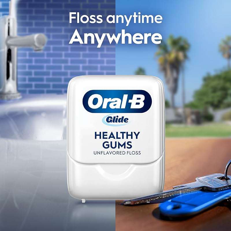 Oral-B Glide Healthy Gums Unflavored Dental Floss, Smooth, Strong, Shred Resistant, Value 2 Pack (50m Each) - Image 7