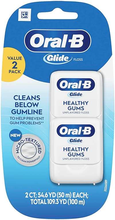 Oral-B Glide Healthy Gums Unflavored Dental Floss, Smooth, Strong, Shred Resistant, Value 2 Pack (50m Each) - Image 10