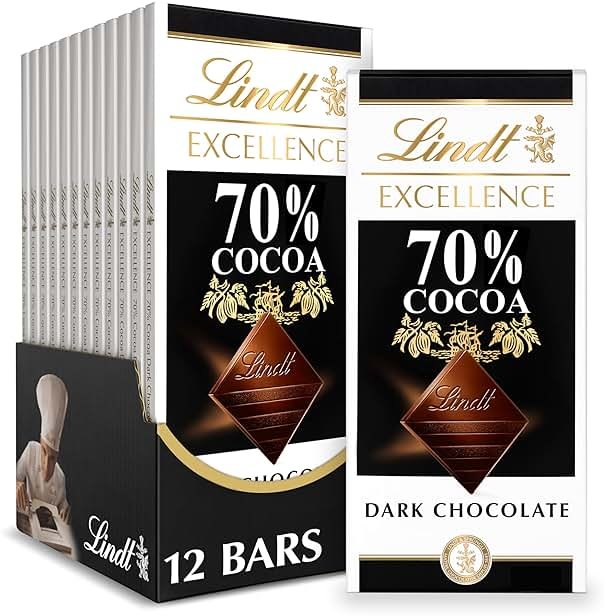 Lindt EXCELLENCE 70% Cocoa Dark Chocolate Bar, Dark Chocolate Candy, 3.5 oz. (12 Pack) - Product Image