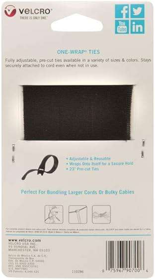 VELCRO Brand ONE-WRAP -Ties | Reusable Pre-cut and Self Gripping | For Bundling Hoses, Wood, Heavy Duty Extension Cords | 3 Ct 23” x 7/8” | Black - 90700 - Image 3