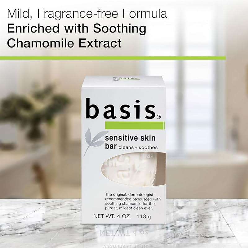 Basis Sensitive Skin Bar Soap for Body, Hands and Face, Unscented Soap Bar for Sensitive Skin with Chamomile and Aloe Vera, Bar Soap Bulk Pack, 4 Oz Bar, Pack of 6 - Image 2