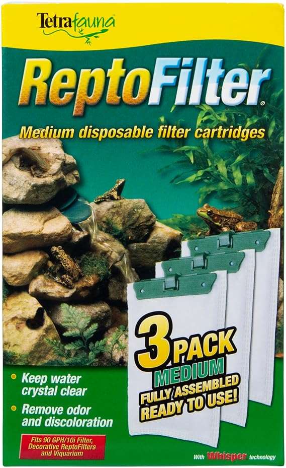 Tetra ReptoFilter Medium Filter Cartridges for Terrariums, 3 Count, Fits TetraFauna ReptoFilter 20 gal, Viquarium, and Decorative ReptoFilter - Image 1