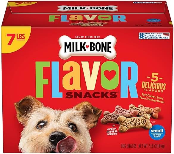 Milk-Bone Flavor Snacks Small Dog Biscuits, Flavored Crunchy Dog Treats, 7 Pound Box - Product Image