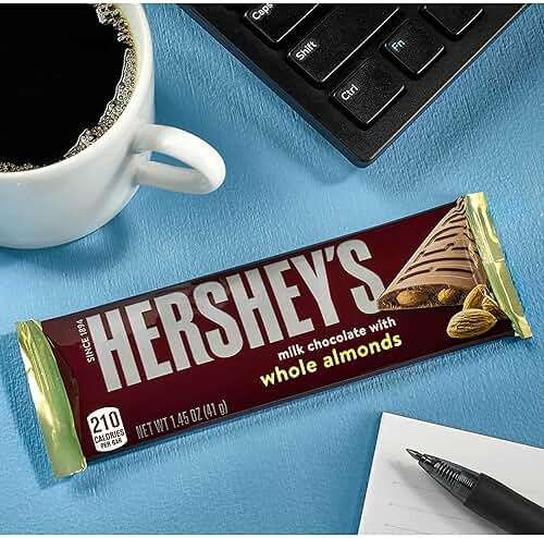 HERSHEY'S Milk Chocolate with Whole Almonds Candy Bars, 1.45 oz (36 Count) - Image 4