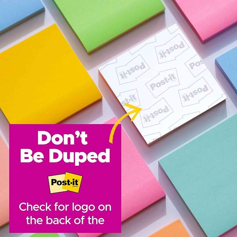 Post-it Super Sticky Notes, 24 Pads, 3 x 3 in., School Supplies, Office Products, Sticky Notes for Vertical Surfaces, Monitors, Walls and Windows, Canary Yellow - Image 7