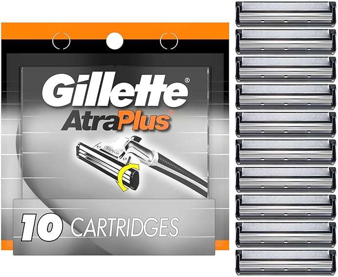 Gillette AltraPlus Mens Razor Blade Refills, 10 Count, Lubra-Soft Strip for Smoothness and Comfort - Image 1
