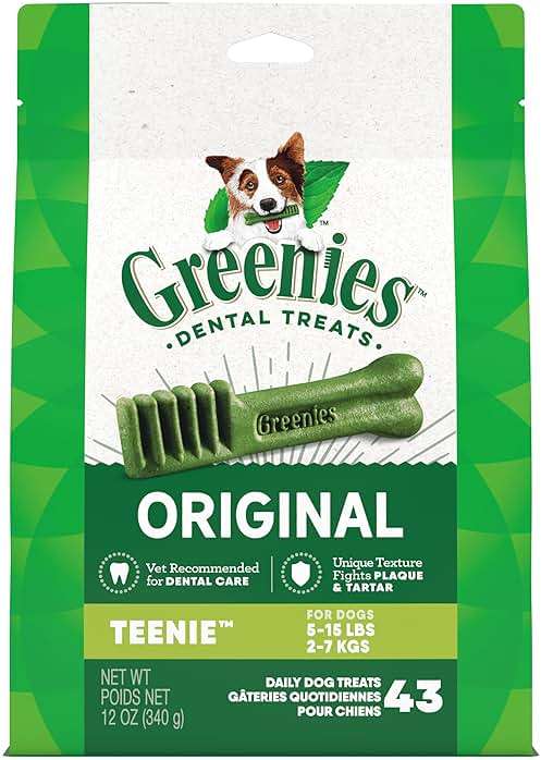 Greenies Veterinarian-Recommended Adult Natural Dental Dog Treats Teenie Size, Dog Dental Chews, Original Flavor, 12 oz. Pack, 43 Count - Image 1