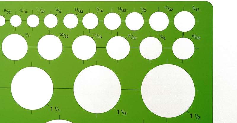 Alvin, Circle Guide Template, 46 Circles, 8.625 inches x 11.125 inches x .030 inches - Image 2